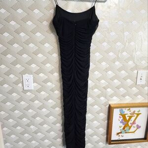 Chic Black Ruched Maxi Dress